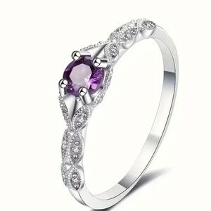 Purple Zirconia Pattern Ring